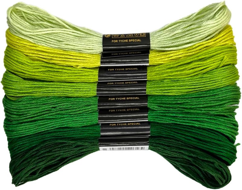 Zhenqing 8 Shades Green Gradient Embroidery Thread Set - 8 Meters Each for Hand Embroidery Sewing Crafts (Mint to Forest Ombre)(67977) - Image 1